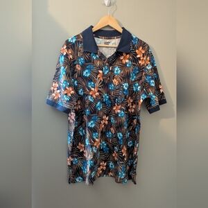 Lands End Men's XL blue, Hawaiian print polo. NWOT. In perfect condition.